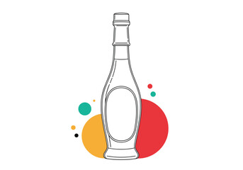 Elegant bottle silhouette with colorful abstract circles background
