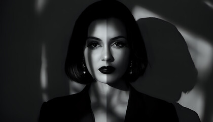 Random photo effects: elegance in the shadows, poise in black. Informal art.