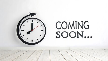 A clock with the words coming soon isolated on white background