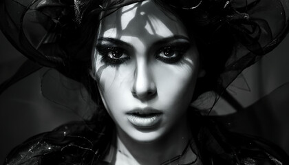 Random photo effects: elegance in the shadows, poise in black. Informal art.