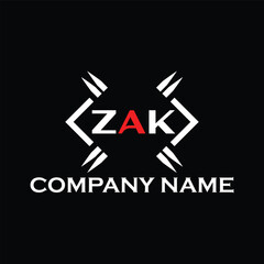 ZAK letter logo, ZAK letter logo design, ZAK monogram logo, ZAK corporate logo, ZAK creative logo