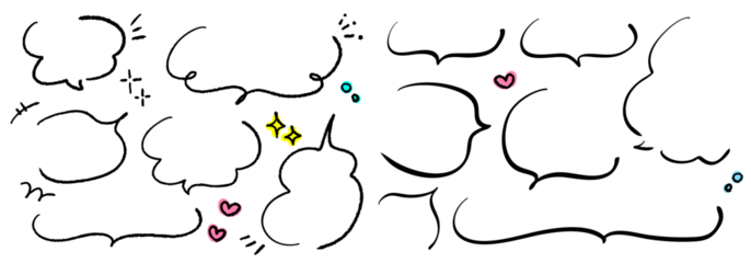 手書きの吹き出しと漫符のあしらいセット