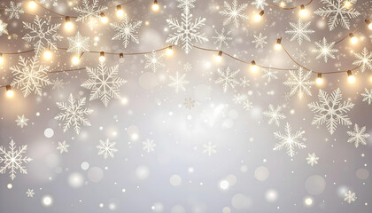 Winter decoration with snowflakes and warm lights creating a festive atmosphere for celebration in a cozy indoor setting