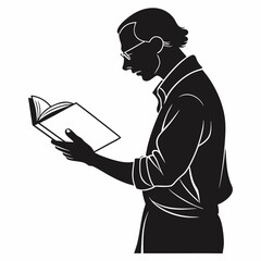 Teacher with book open