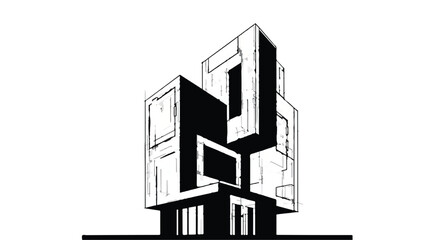 Modern abstract architectural design with geometric shapes and strong lines