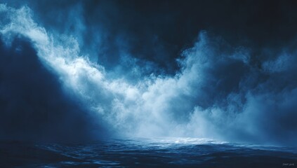 Dramatic night sky over a stormy sea