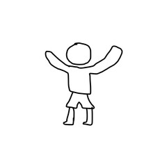 Simple Hand-Drawn Stick Figure of a Person Raising Hands
