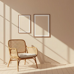 Cozy Chair Design, Minimalist Interior, Sunlit Room, Photo, Modern Style, Bright Atmosphere