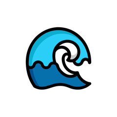 Stylized blue ocean wave icon isolated on transparent background