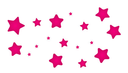 White background scattered with pink stars of multiple sizes, evenly spaced, creating a simple, playful, and cute cosmic cartoon-inspired seamless decorative pattern.