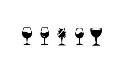 Modern Bar & Drink Glasses Line Icons Set - Editable Vector
