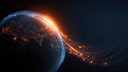Digital Earth with glowing energy streams