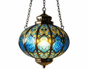 Hanging Ramadan Kareem Lantern with Chains, Top-Down Perspective, isolated