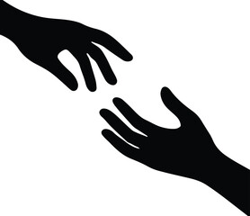 Reaching Hands Minimalist Drawing Connection  Touch  Unity  Support  Assistance on white background