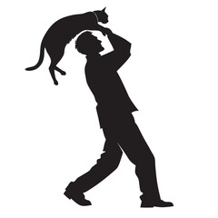 Man carrying cat