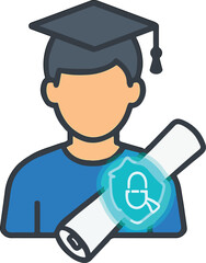 Avatar holding scroll with blockchain ribbon illustration