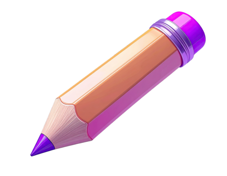 3D illustration of a light orange pencil with purple accents