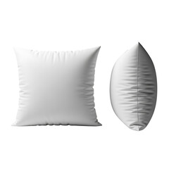 Two white pillows isolated on transparent background