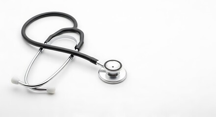 A classic dual-head stethoscope on a plain white background, symbolizing health and medical care