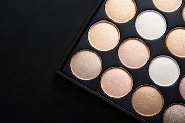 Neutral Eyeshadow Palette on Black Background