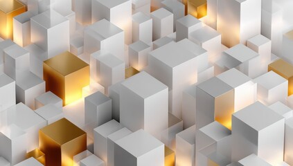 Obraz premium Abstract city of cubes, white and gold