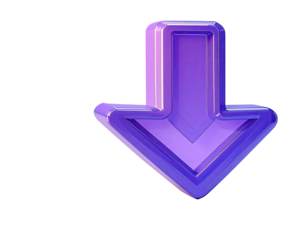 3D rendered, vibrant purple downward-pointing arrow icon