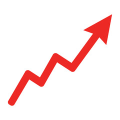 "Red Upward Arrow Indicating Growth or Progress"