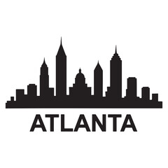 Atlanta skyline silhouette white background minimal vector city design