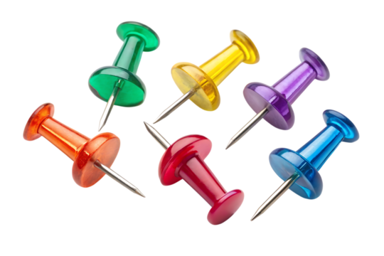 Set of push pins in different angles colorful office desk accessories