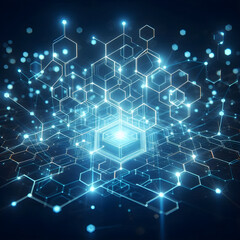 Futuristic digital network – glowing technology blockchain connection