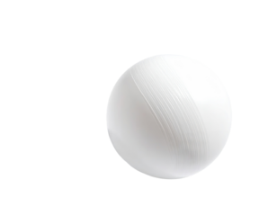 A smooth, white sphere, subtly textured with radiating lines