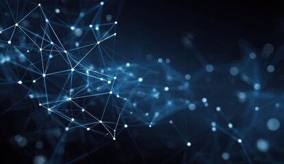 Fototapeta premium Abstract network of interconnected points and lines. Dark backdrop with subtle glowing blue elements