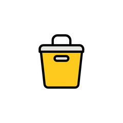 Yellow trash can icon isolated on transparent background