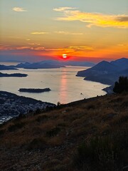sunset over Dalmatian coast Dubrovnik Croatia