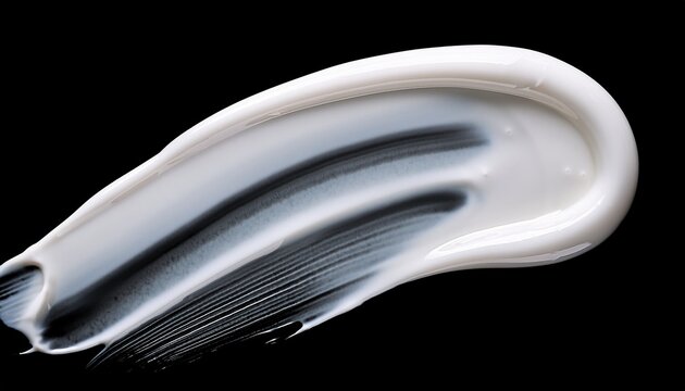 white cosmetic cream texture skincare lotion swatch on black background face creme body moisturiser hair conditioner smear smudge stroke creamy beauty product closeup