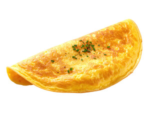 Golden, cooked omelet, slightly curved