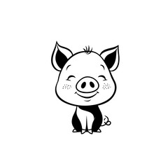 Fototapeta premium piglet. piglet simple black and white line art vector logo