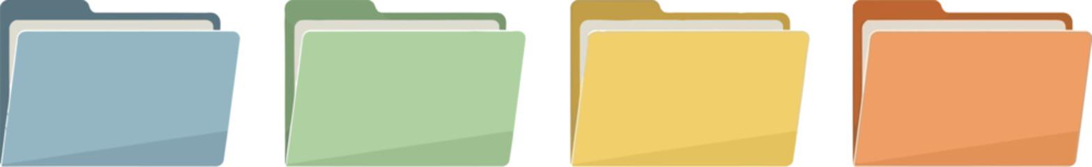 Set of four colorful folders for document organization and data management concepts vector