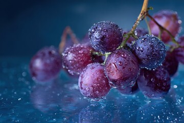 Close-up of fresh grapes with water droplets