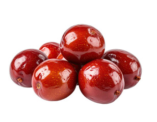 Cluster of glossy, vibrant red fruits