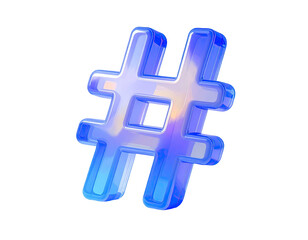 Obraz premium 3D hashtag symbol, vibrant blue and purple holographic effect