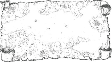 Ancient parchment map with compass rose and landmasses scroll vintage