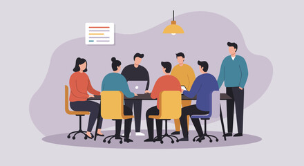 Diverse team collaborating in a modern office meeting, discussing ideas and strategies. Represents teamwork, business partnership, and corporate communication.