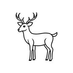 Simple outline drawing of a deer standing on transparent background