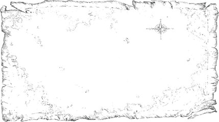Fototapeta premium Aged parchment map with compass rose vector