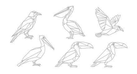 Fototapeta premium Geometric Bird Illustrations in Low-Poly Style