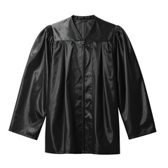Academic graduation gown shiny fabric pleated design with zipper elegant ceremony attire illustration isolated on transparent background