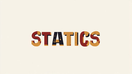 text "Statics" in yellow, red and black colors, illustration