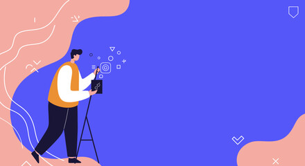 Illustrative depiction of a content creator or photographer capturing moments for social media and online engagement. Ideal for digital marketing concepts.