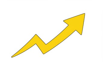 Bright yellow arrow graph shows upward trend and positive growth symbol